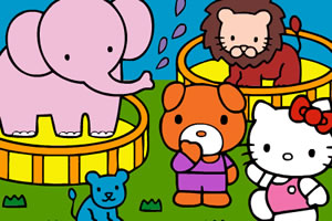 凯蒂猫在动物园上色