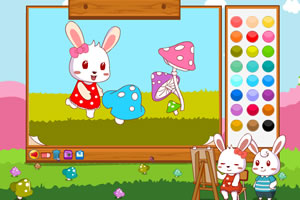 采蘑菇的小姑娘填色