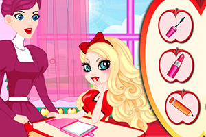 女孩在教室偷懒