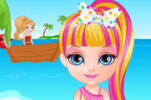 芭比宝贝沙滩偷懒