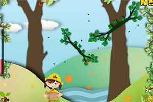 可爱女生接苹果