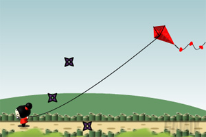 中国娃娃放风筝