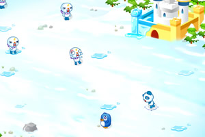 动物和怪物的雪战