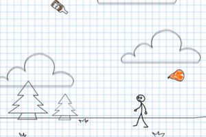 简笔画小人接水果