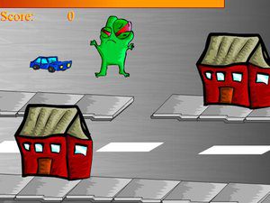 怪物大战蓝色车 