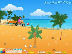 沙滩女孩骑摩托