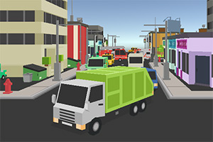 停靠城市垃圾车