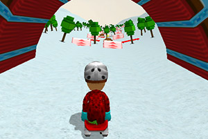 小男孩雪山滑雪