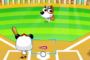 熊猫小狗玩棒球