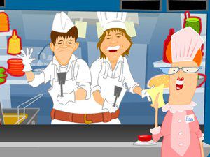 忙碌汉堡店厨师