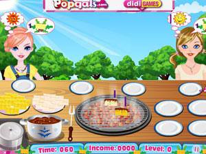 美女经营烤玉米小摊