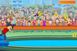 扔鱼训练海豚钻圈