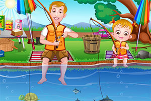 可爱宝贝学钓鱼