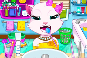 安吉拉汤姆猫爱护牙齿