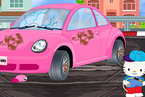 凯蒂猫清洗爱车