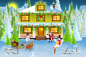 布置圣诞屋外景