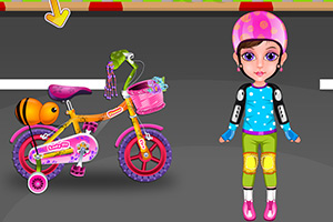 小女孩骑自行车
