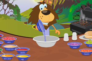 小狮子制作汉堡