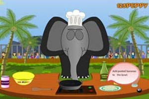 大象厨师做香蕉果酱