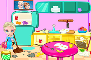 公主艾莎做清洁