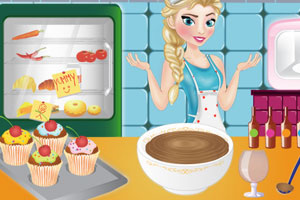 艾莎制作小蛋糕