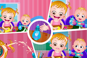 可爱宝贝洗头发