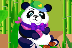 照顾可爱大熊猫