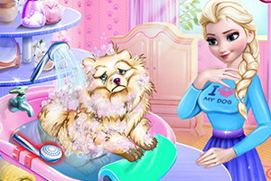 艾莎照顾小狗狗