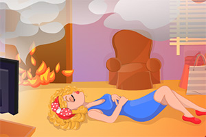 消防队员紧急救人