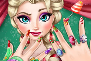 艾尔莎圣诞节美甲