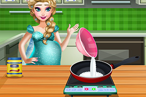 怀孕的艾莎做冰激凌