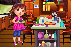 朵拉圣诞节清理厨房