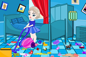 宝贝艾尔莎清理房间