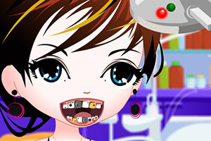 年轻女孩看牙医