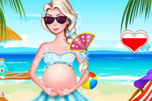 孕妇艾莎去海滩