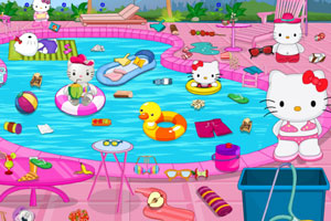 凯蒂清理游泳池