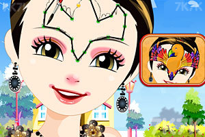 小美女感恩节面部彩绘