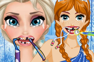 艾莎和安娜看牙齿