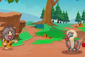 饥饿的野人觅食