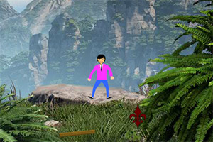 跳伞的男孩逃出森林