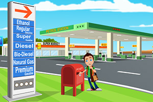 男孩加油站救援