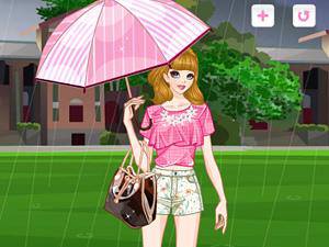 雨中的时尚女孩