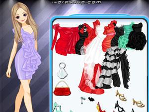 纱荷叶边连衣裙