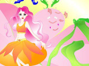 坐在花瓣上女郎