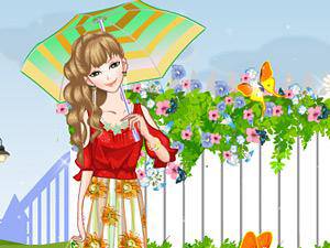 撑伞的美丽女孩