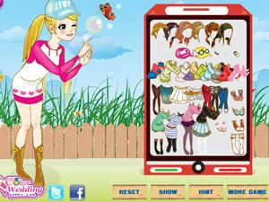 玩泡泡的小美女