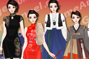 落日下的民装女孩