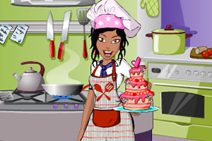 打扮美丽女厨师