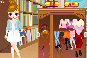 图书馆阅读女孩换装