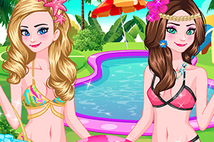 冰雪姐妹去游泳